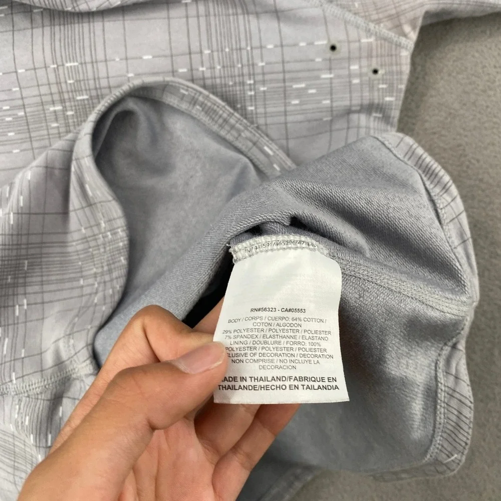 Nike Running Dri-FIT Grey Plaid Hoodie Ventilated Thumbhole Performance Small